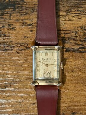 Bulova Excellency 10K Gold Filled Rectangular Manual Wind Watch Sub Seconds